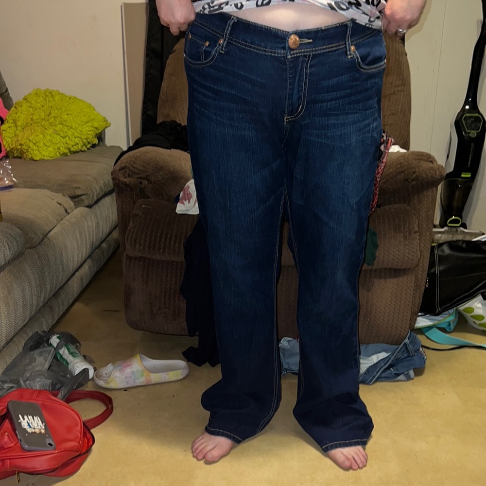 Woman’s blue jeans